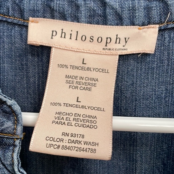 PHILOSOPHY denim lace up front dress.  L - Picture 7 of 7